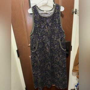Vintage Courderoy Floral Sleeveless Jumper Dress Cambridge Spirit Sz L